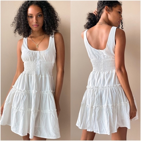 LULU’S Your Sunny Day White Tiered Smocked Mini Dress - Picture 2 of 6